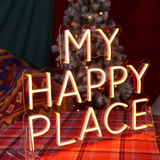 Neon Schriftzug Sign - "My Happy Place" LED Neon Sign Schriftzug - SoNeon
