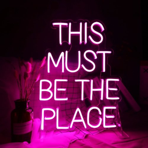 Neon Schriftzug Sign - "This must be the place" LED Neon Sign Schriftzug - Prices from 200.00 to 299.00 - SoNeon